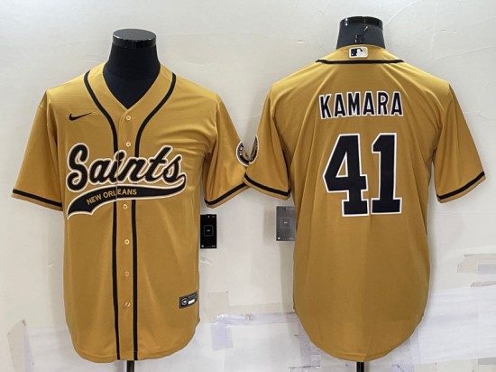 Men's New Orleans Saints #41 Alvin Kamara Gold Cool Base Stitched Baseball Jersey